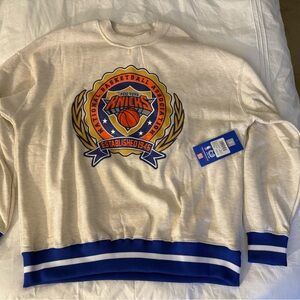 new york knicks nba dominate crew beige sweater men NWT size L